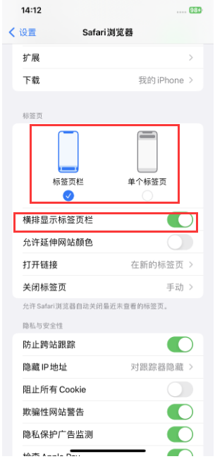 博野苹果手机维修分享Safari浏览器如何切换标签栏位置 