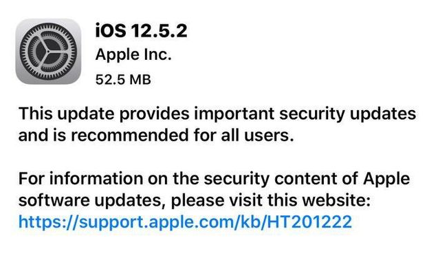 博野苹果手机维修分享iOS12.5.2发布，建议所有老苹果用户安装 